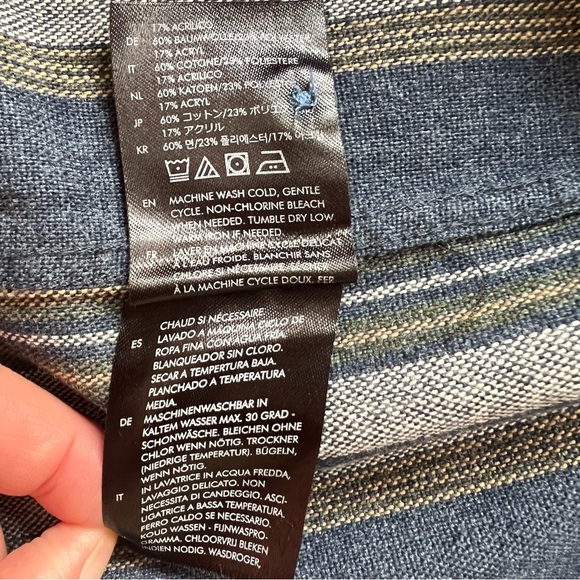 Brixton Bowery Flannel Long Sleeve Button Down Shirt Blue & Grey Large - Picture 8 of 8